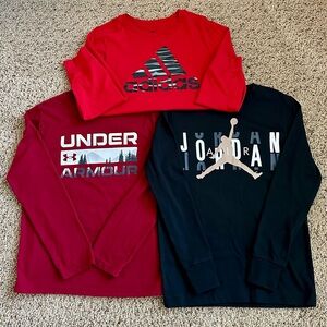 Boys Long Sleeve T-Shirts Adidas Under Armour Jordan